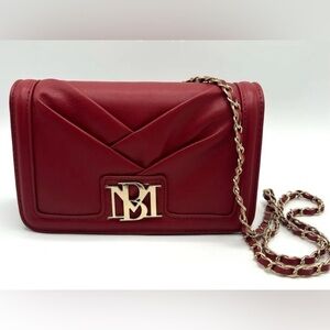 NEW w/TAGS Badgley Mischka Small Pleated Crossbody Purse in Wine Red